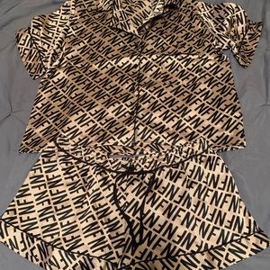2 piece silk pajama set.